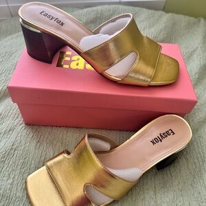 Gold Women's Heeled Sandals